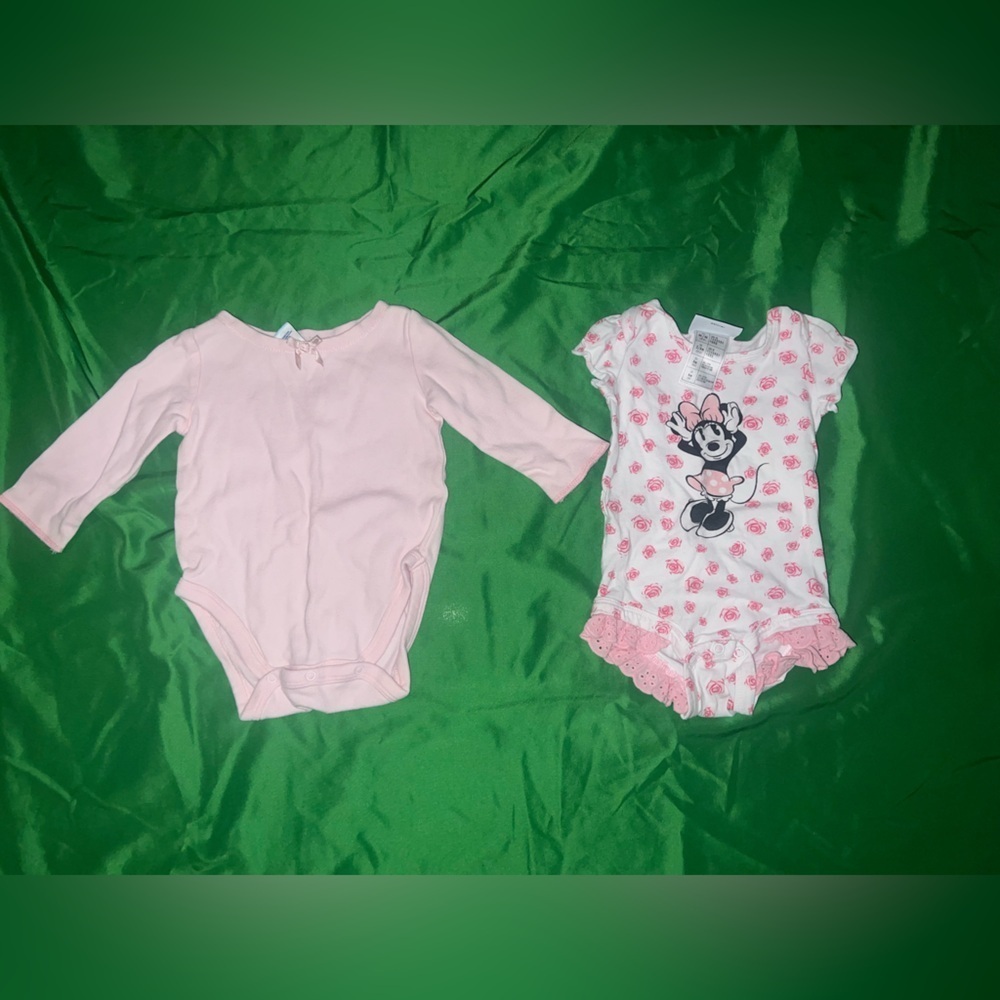 Old Navy/ Disney Pink and White Bodysuit Set 3-6 Months